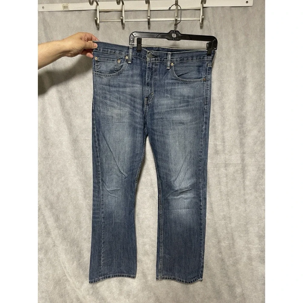Levi's 527 Jeans Men 36 X32 Blue Denim Stone Wash Preppy Western‎ Bootcut Cowboy